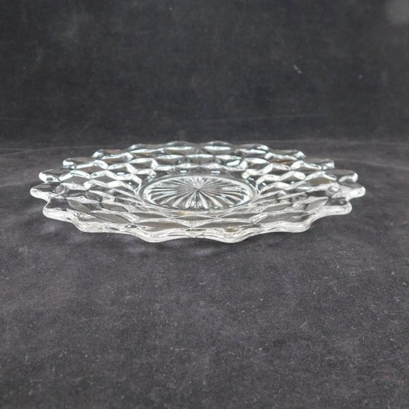 Set of 2 Fostoria American Clear 7 3/4" Glass Salad Plate Cube Diamond Pattern - Picture 5 of 9